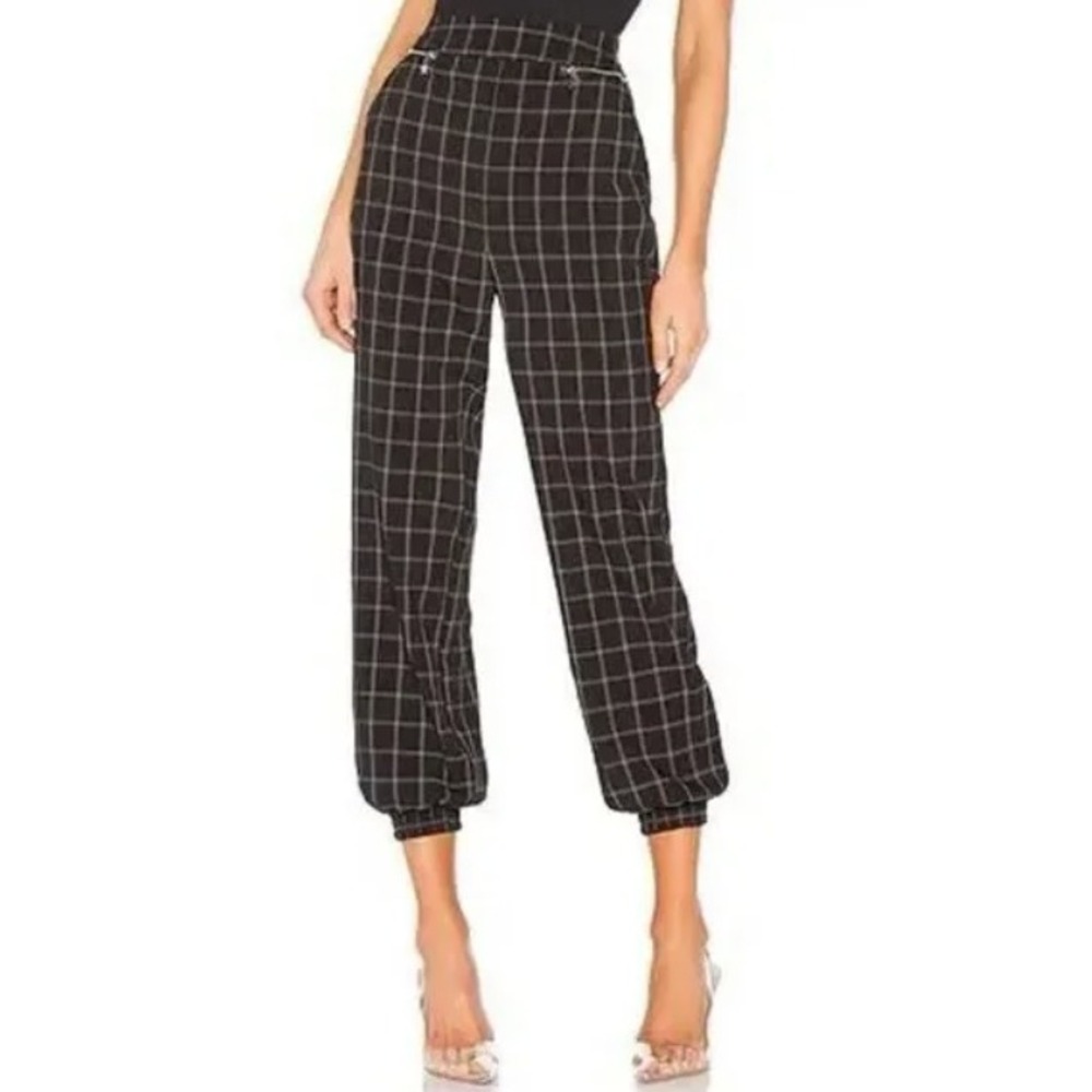 Revolve h:ours | Regina Windowpane Jogger Pants Black‎ Plaid | Women's XS